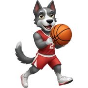 Perro lobo jugando basquetbol  sticker