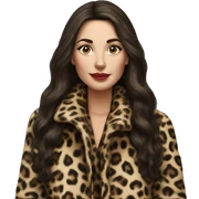 Beautiful realistic long hair brunette mob wife with leopard coat no smoke  sticker