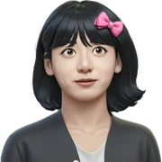 girl with black hair bow sticker