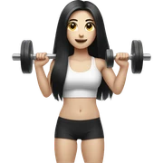 Pale girl with long black hair lifting weights sticker