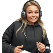 smiling girl with headphones indoors sticker