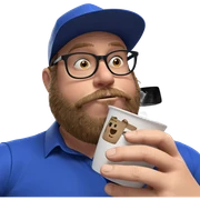 relaxed man with coffee cup sticker