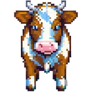 extremely blocky ultra-minimal pixel art Minecraft cow emoji with only 2 or 3 large square pixels, abstract and simple sticker