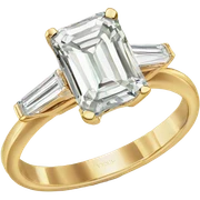 gold solitaire emerald cut engagement ring sticker