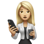 white woman holding big phone sticker