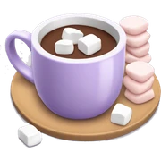 Lilac mug of hot chocolate with marshmallows  sticker
