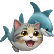 Gato y un delfines  sticker