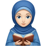 Turkish beautiful finish Konya girl blue eyes with denim hijab islamic dress and reading cozy sticker