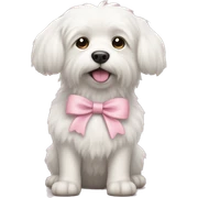 Fluffy white dog with pastel pink bow sticker