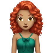 Girl with red hair, red dress and red makeup sticker