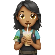 Girl holding boba sticker