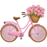 Pink bicycle with flowers in basket ￼ sticker