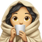 asian girl inside a blanket sipping coffee eyes closed sticker
