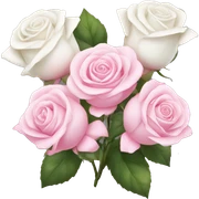 white and pink roses with bow sticker