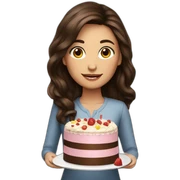 Brunette girl with cake sticker