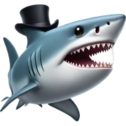 Shark with a top hat sticker
