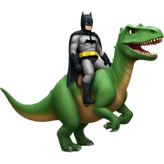Batman riding a dinosaur  sticker