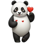 panda with heart sticker