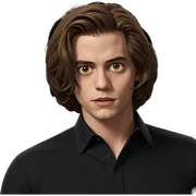 brown-haired boy in black shirt sticker