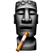 Moai emoji with ciggerate emoji sticker