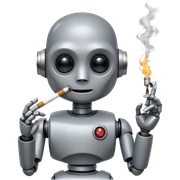 Cute very small Robot humanoid smoking sticker