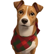 dog beside christmas gift box sticker