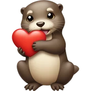 otter holding a heart sticker