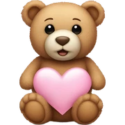 Teddy bear in front of light pink heart sticker