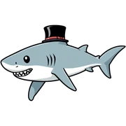 Shark with a top hat sticker