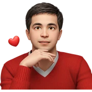 smiling boy in red sweater sticker
