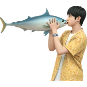 dreamy boy with fish sticker