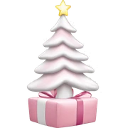 Light pink Christmas gifts under a white Christmas tree  sticker
