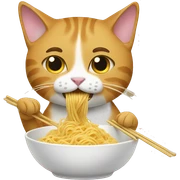 cat eating noodles sticker