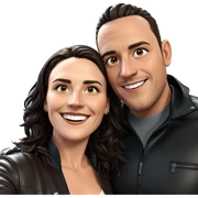 smiling couple in leather jackets sticker