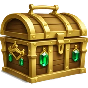 Treasure chest with emerald jewels sticker
