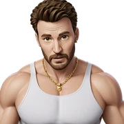 muscular male with jewelry sticker