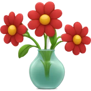 Three red flowers in a vase sticker