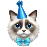 Ragdoll with blue party hat sticker