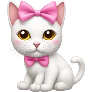cat with pink bows on right side of ear sticker