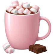 Light Pink mug of hot chocolate with marshmallows  sticker