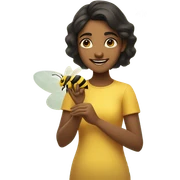 Niharika playing with a bee  sticker
