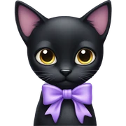 Black cat with pale purple bow sticker