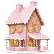light pink and gold and white gingerbread house sticker