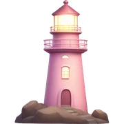 Pastel Pink Lighthouse "A pastel pink lighthouse with glowing windows, a shimmering rotating light beam, and sparkles radiating from its tower." sticker