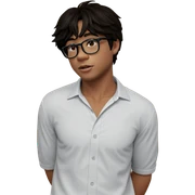 male in white shirt indoors sticker