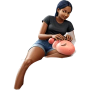 relaxed girl in denim shorts sticker