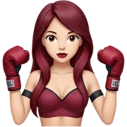 Burgundy beatiful long hair brunette with boxer gloves sticker