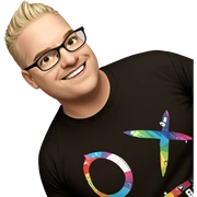 smiling boy in black shirt sticker