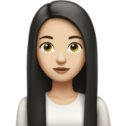 White girl with black long straight hair brown eyes sticker