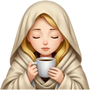girl inside a blanket sipping coffee eyes closed sticker